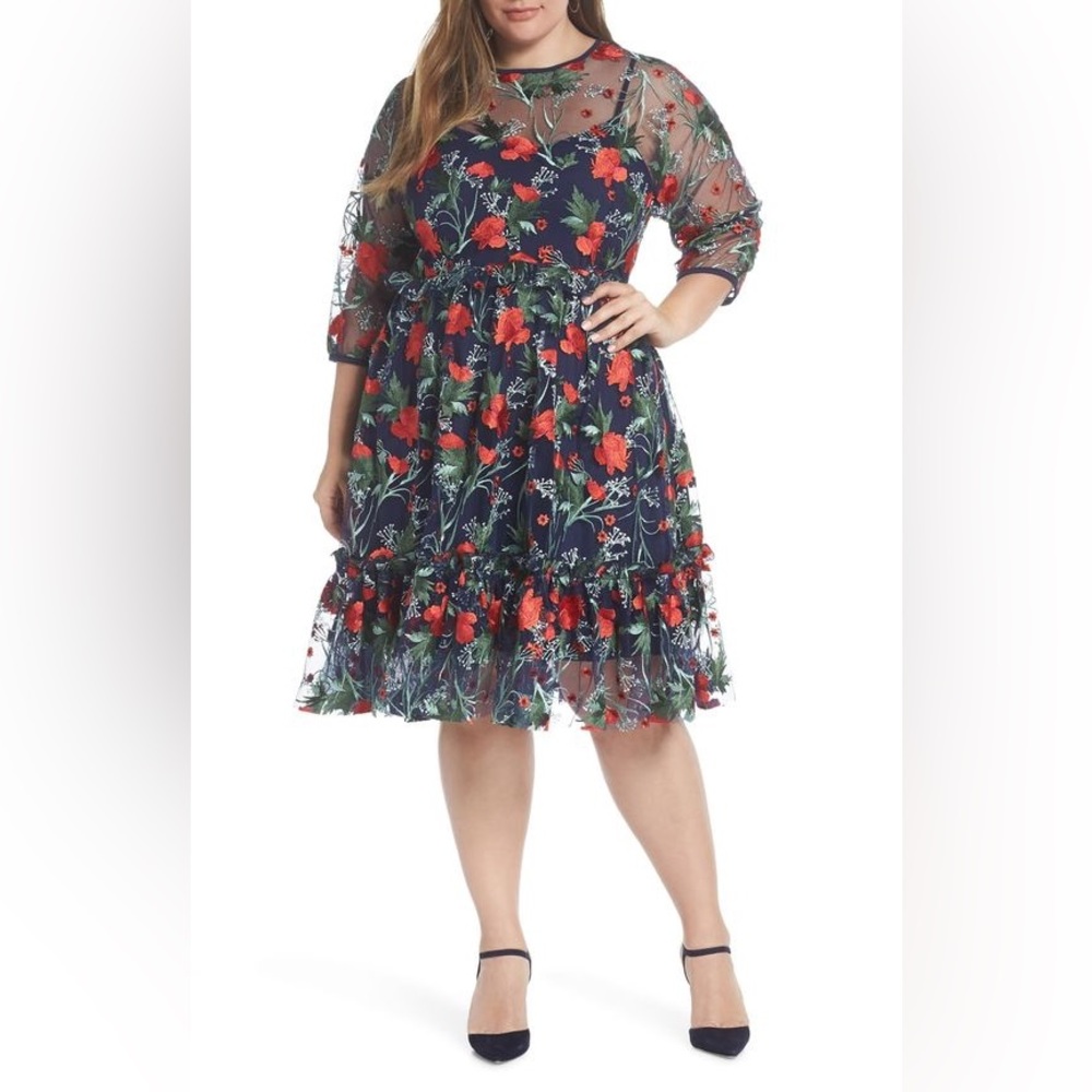 Nordstrom 1901 Embroidered Floral Dress - plus size 20 (similar to 18W)